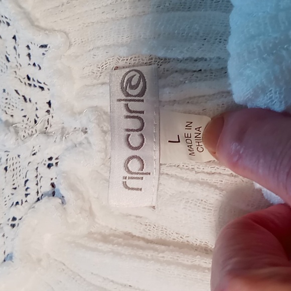Rip Curl Ladies White Gauze Beach Cover Up/ Top Size Large Lace V-Neck - Picture 8 of 13